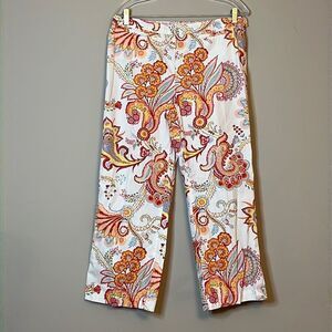 Tommy Hilfiger Bright Floral & Paisley Flat Front Capri Pants - Size 10